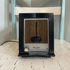 Vintage Montclair Electronic Toaster 2 Slice Chrome Wood Panel Works 52-263-6